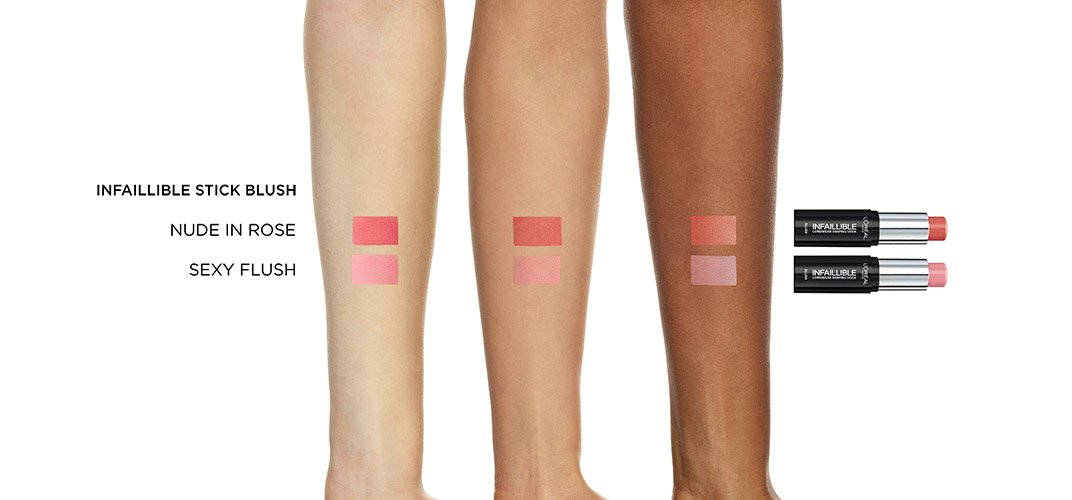 Maquillaje facial Muestra en brazo de rubor en barra Infallible Stick